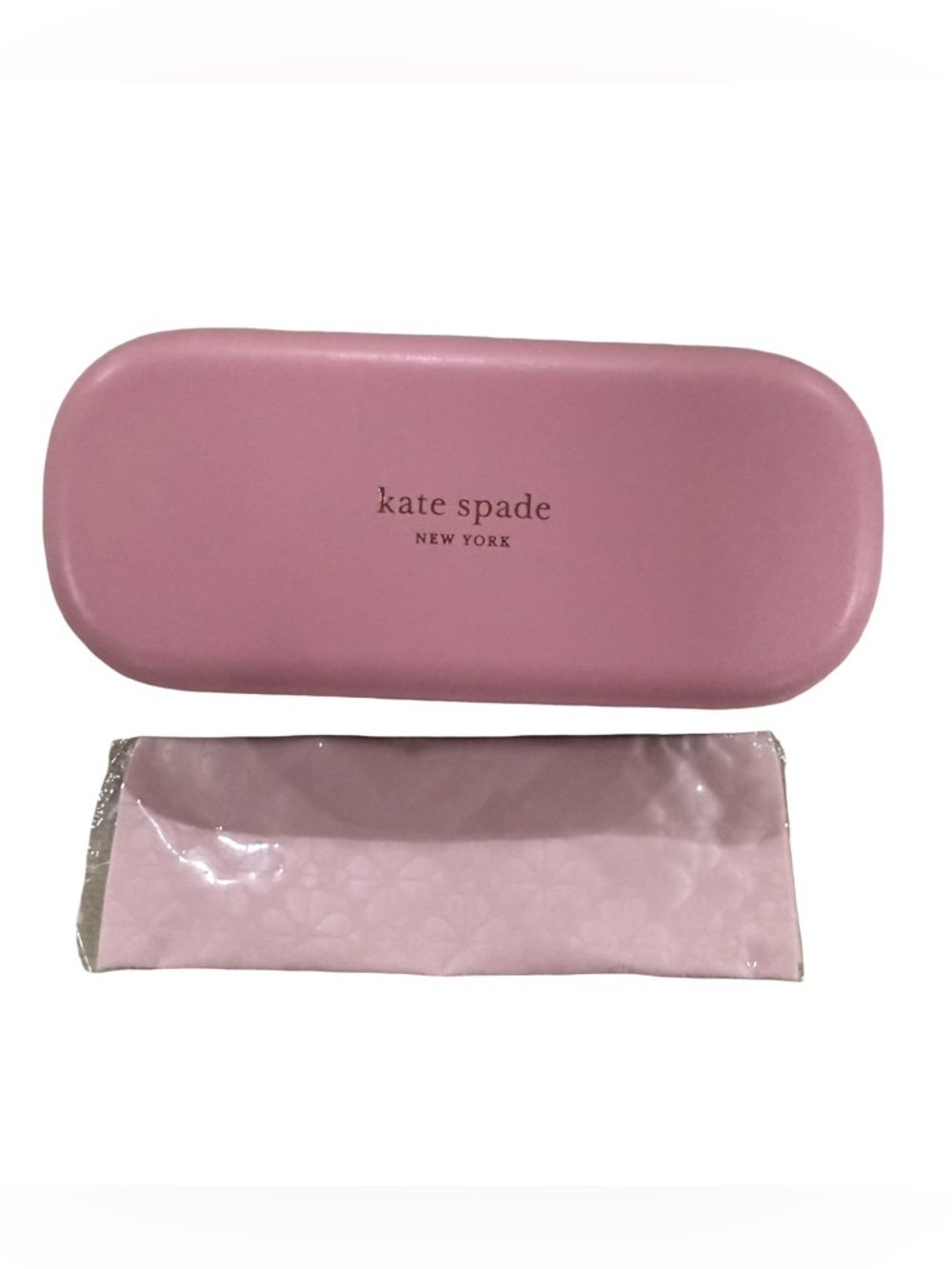 Kate Spade Pink Eyeglasses Sunglasses Hard Case & Cleaning Cloth Set